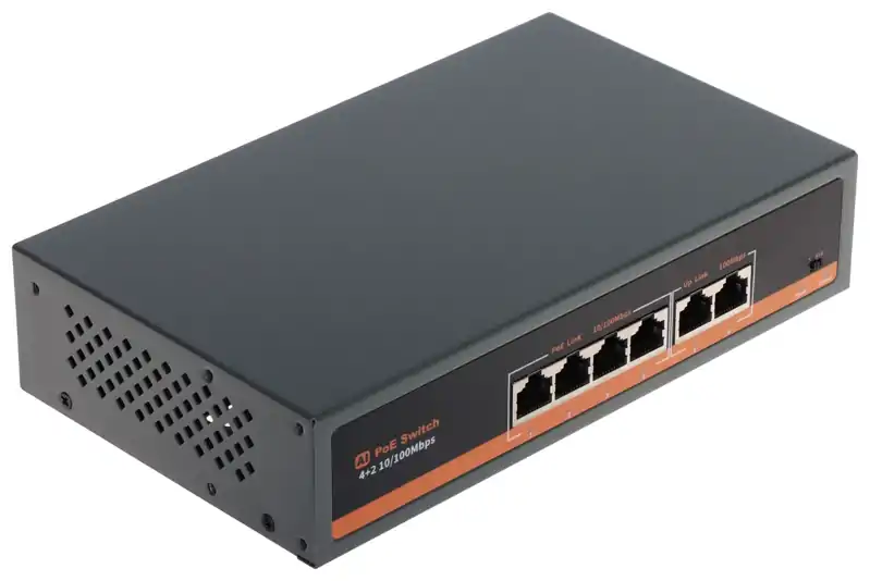 POE switch 4-portový 60W + 2xLAN