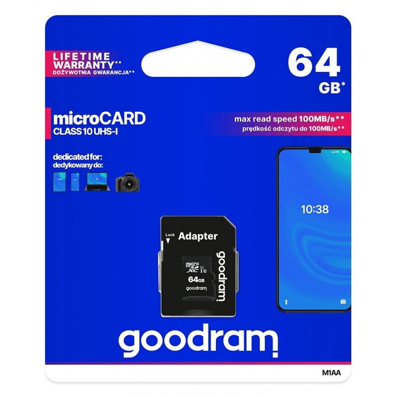 Karta pamäťová GOODRAM micro SD 64 GB s adaptérom