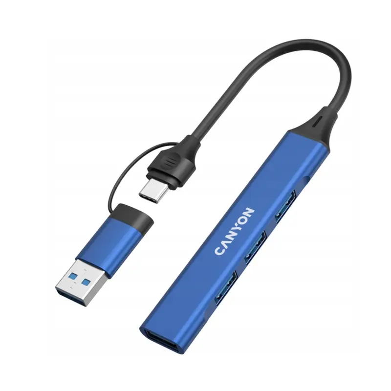 USB-C Hub Canyon DS-02, 3xUSB 2.0, 1xUSB 3.0, USB-C/USB-A adaptér