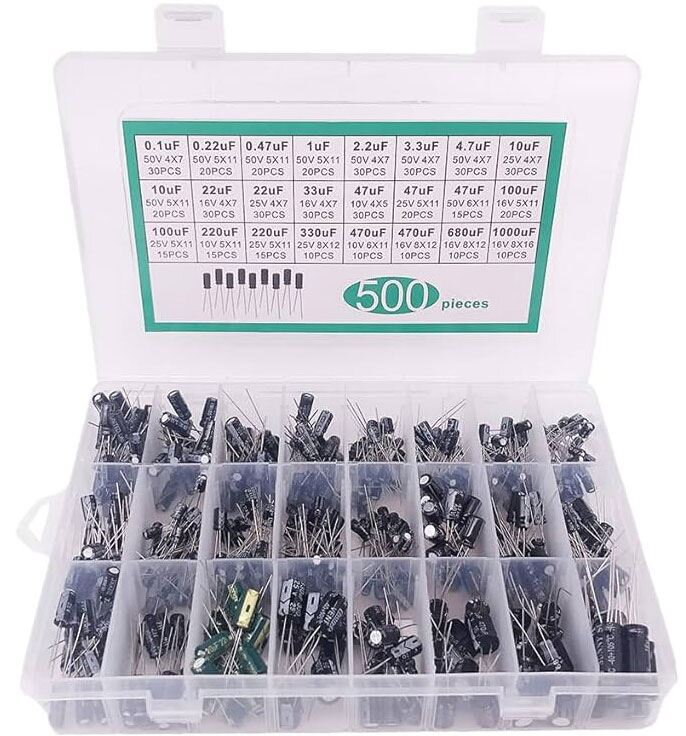 Sada elektrolyt.kondenzátorov 0,1uF/50V - 1000uF/16V, 500ks