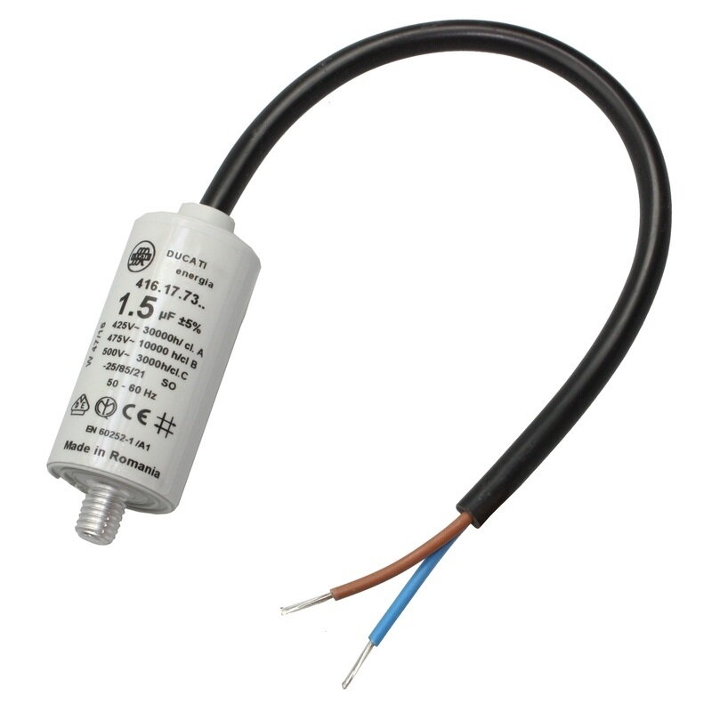 Rozbehový kondenzátor 1,5uF/450VAC s vodičmi, DUCATI
