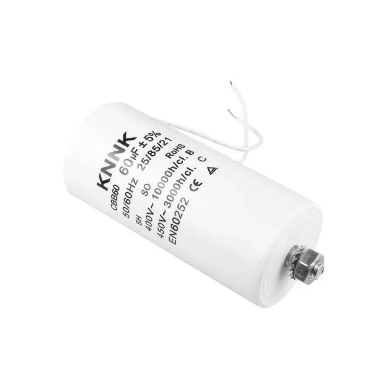 Motorový kondenzátor 60 uF / 450 VAC, vodiče, KNNK