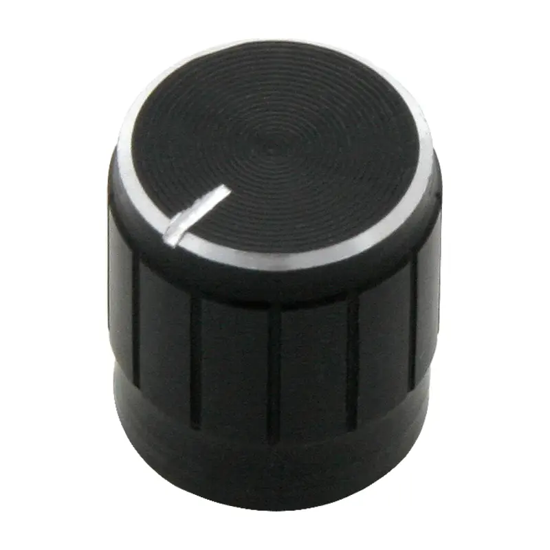 Krytka na potenciometre čierna 15mm, strieborný lem