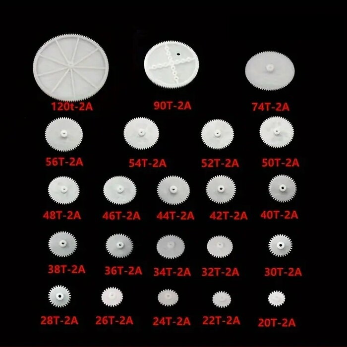 Sada ozubených koliesok k motorčekom 22ks, oska=2mm