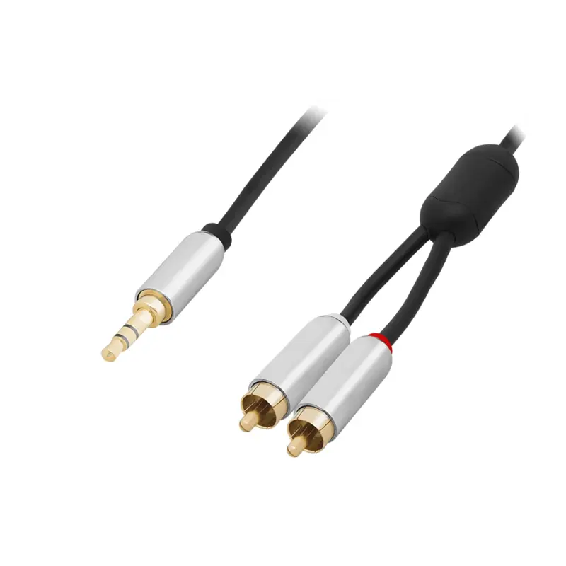 Šnúra 2xCinch / Jack 3.5mm stereo 1.5m, METAL