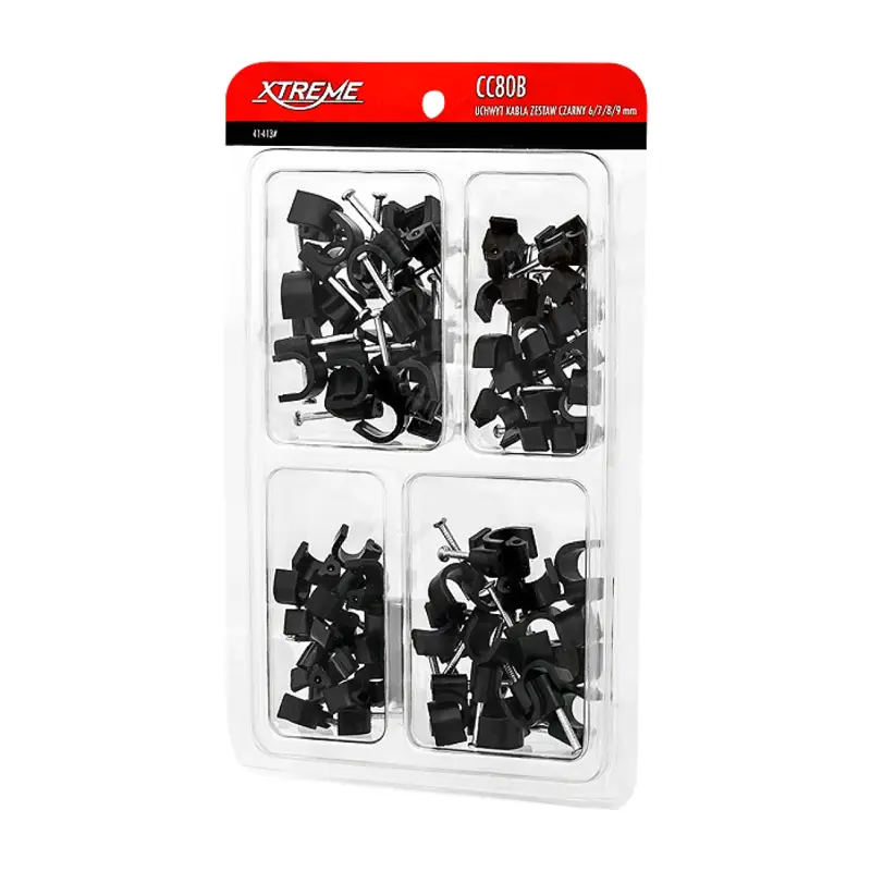 Sada úchytov kábla 6,7,8,9mm 80ks, okrúhle, čierne