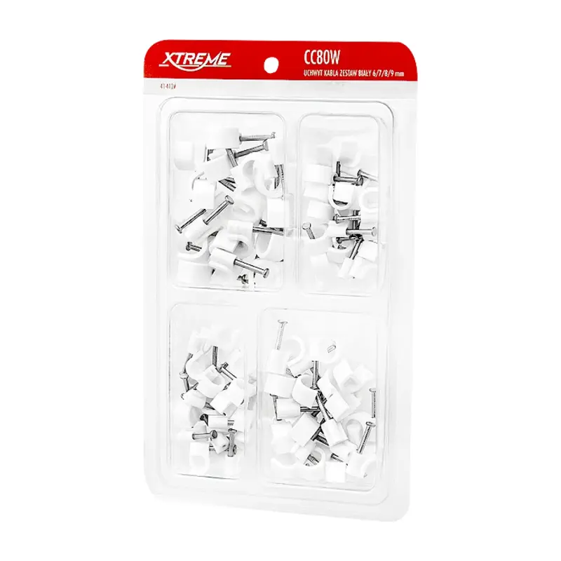 Sada úchytov kábla 6,7,8,9mm 80ks, okrúhle, biele