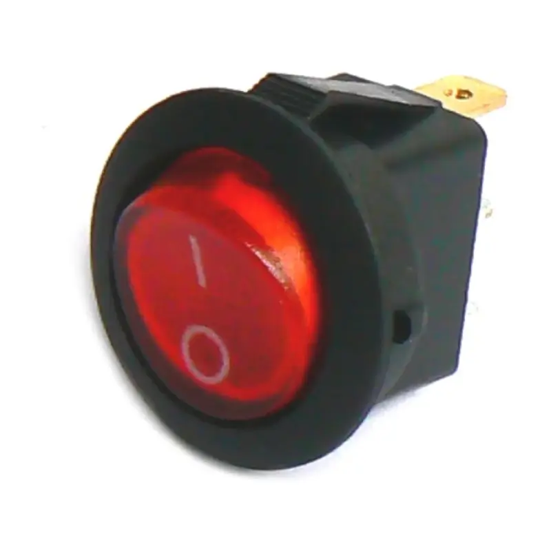 Prepínač 3pin/2polohy podsvietený červený  okrúhly 230V