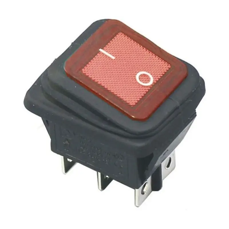 Kolískový prepínač 250V/15A ON-ON, vodotesný, červený