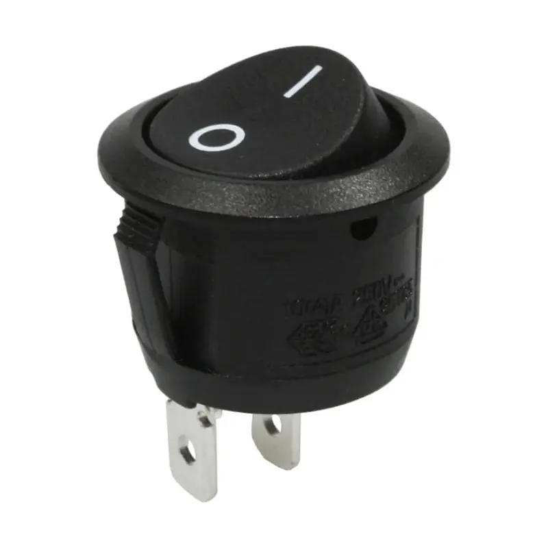 Kolískový prepínač 2pin/2polohy okrúhly čierny 230V ON-OFF