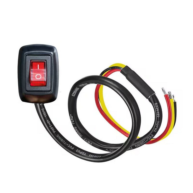 Koncový ON/OFF vypínač s káblom 60cm, 250V/6A, 3 vodiče, červený