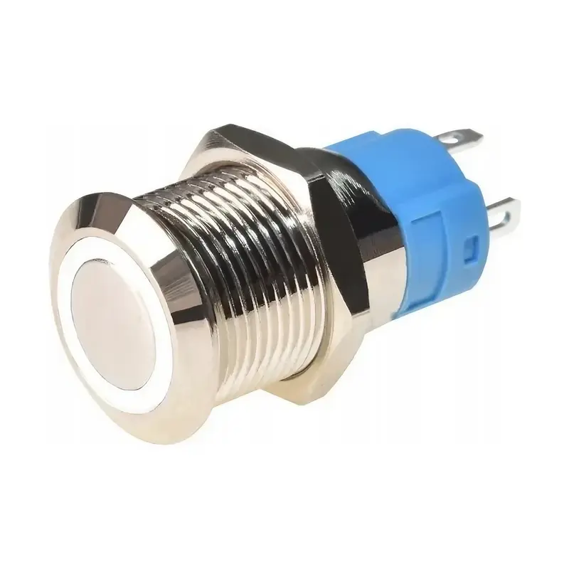Tlačidlový vypínač ON-OFF 12mm 230V/3A, biele podsv. 12-24V