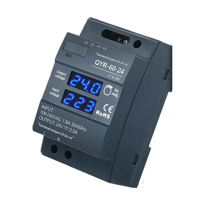 Spínaný zdroj na DIN lištu 24V/2,5A 60W, s displejom