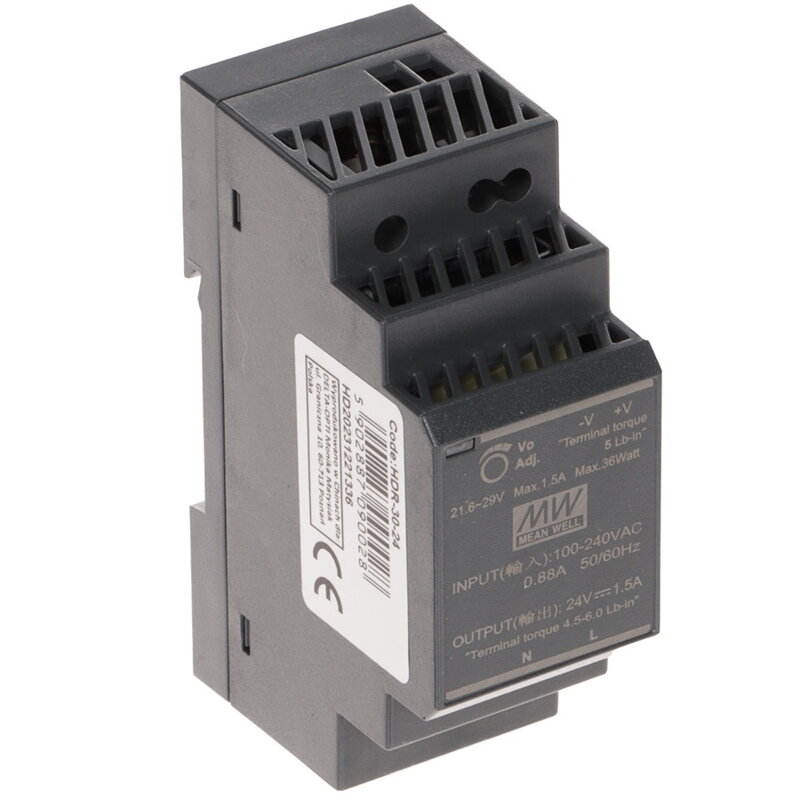 Zdroj na DIN lištu MeanWell HDR-30-24, 24VDC/36W