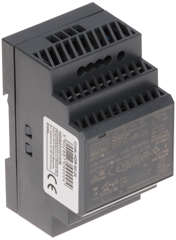 Zdroj na DIN lištu MeanWell HDR-60-24, 24VDC/60W